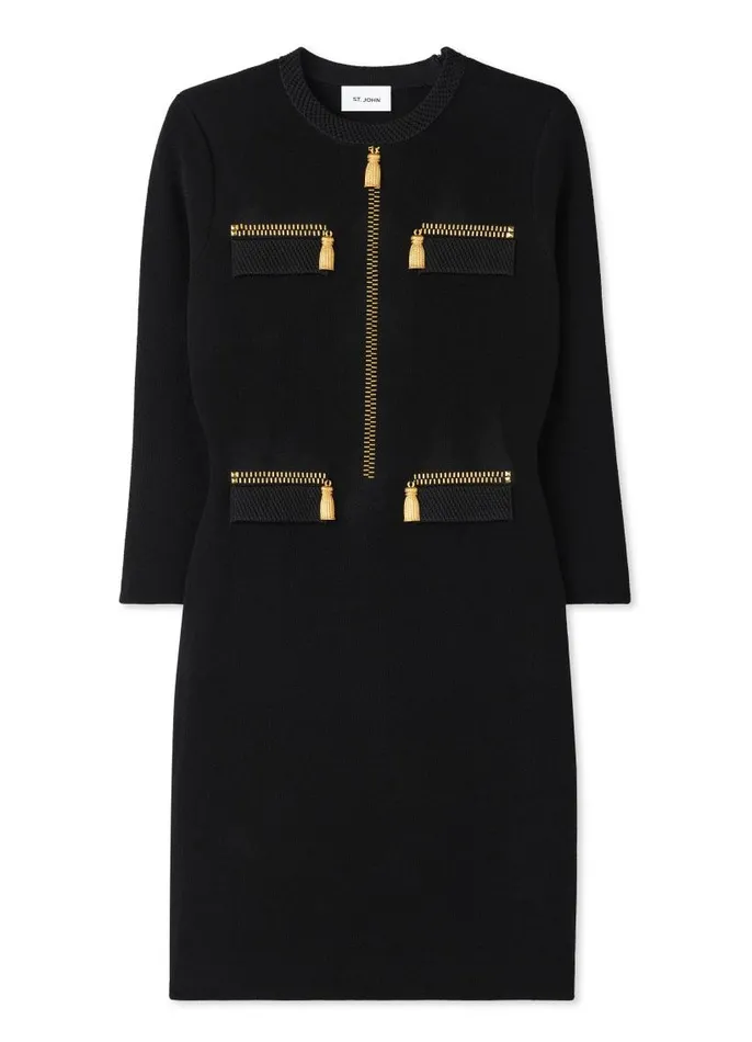 St John Knit Dresses Women SJ Signature Trompe L039Oeil Dress Black