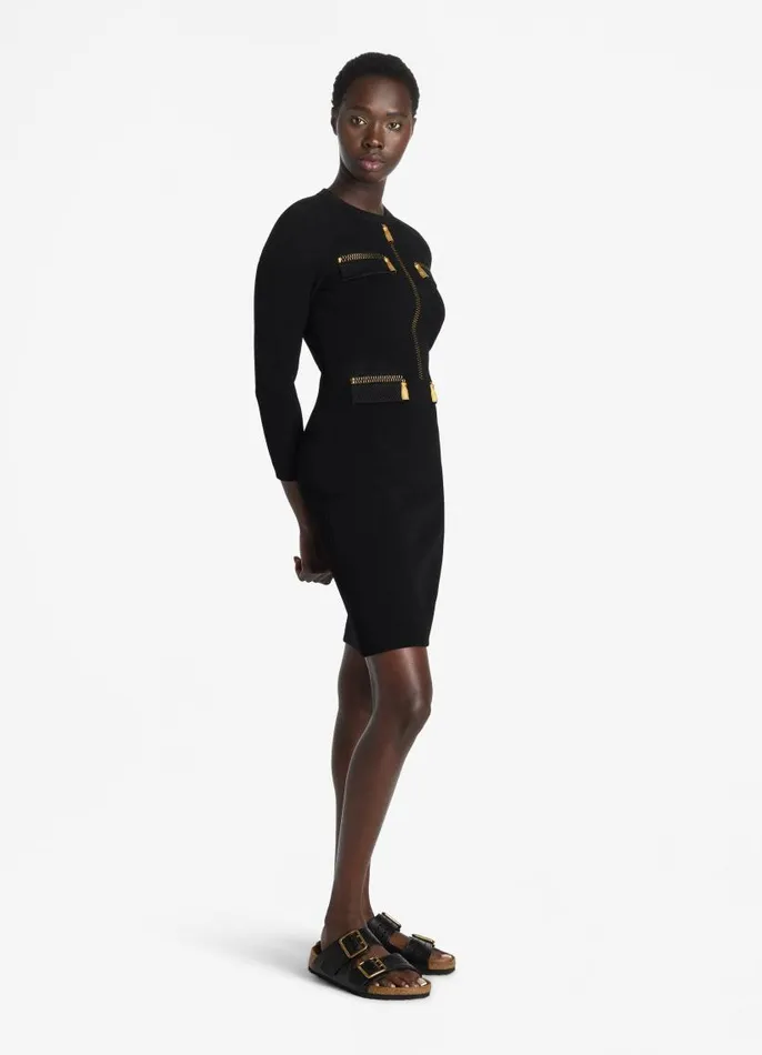 St John Knit Dresses Women SJ Signature Trompe L039Oeil Dress Black St John Knit Dresses Women SJ Signature Trompe L039Oeil Dress Black