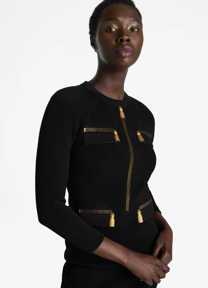 St John Knit Dresses Women SJ Signature Trompe L039Oeil Dress Black St John Knit Dresses Women SJ Signature Trompe L039Oeil Dress Black