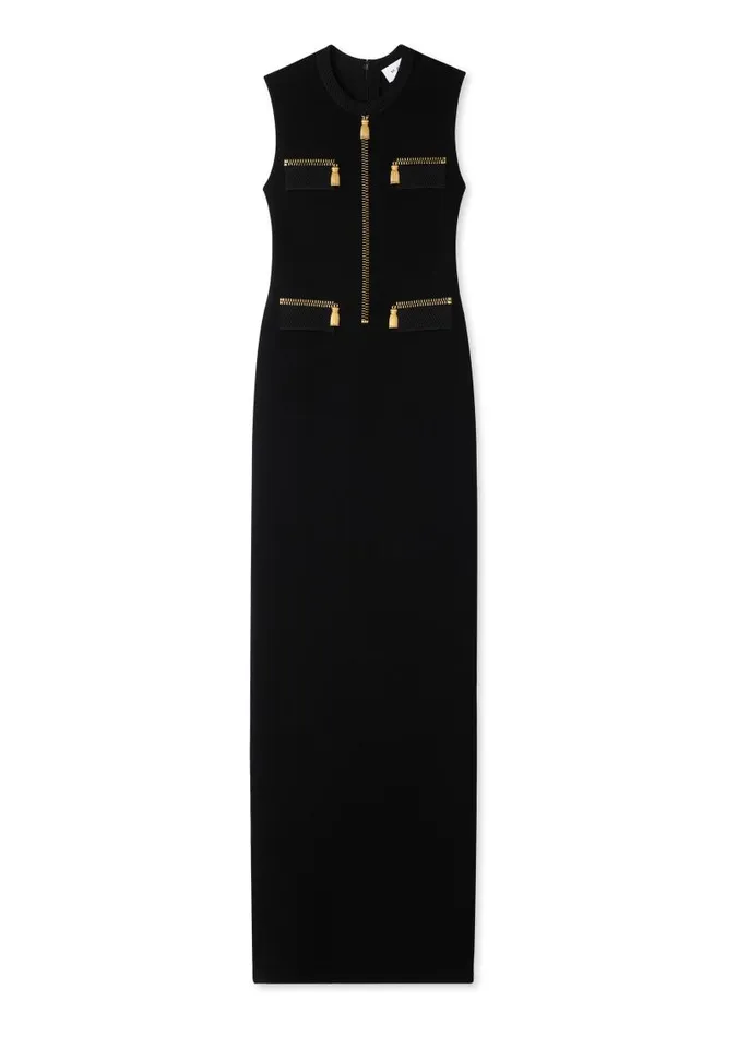 St John Knit Dresses Women SJ Signature Trompe L039Oeil Long Dress Black