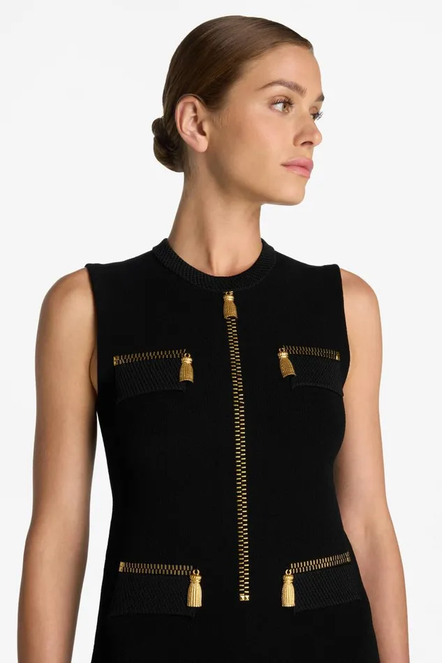 St John Knit Dresses Women SJ Signature Trompe L039Oeil Long Dress Black St John Knit Dresses Women SJ Signature Trompe L039Oeil Long Dress Black