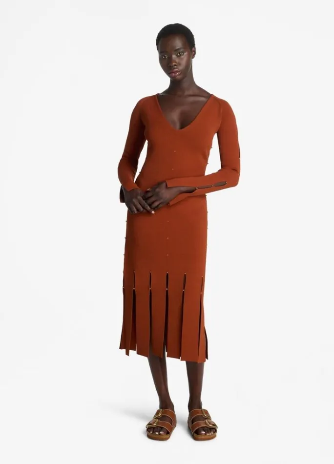 St John Knit Dresses Women Stretch Knit Slit Dress St John Knits Brick St John Knit Dresses Women Stretch Knit Slit Dress St John Knits Brick