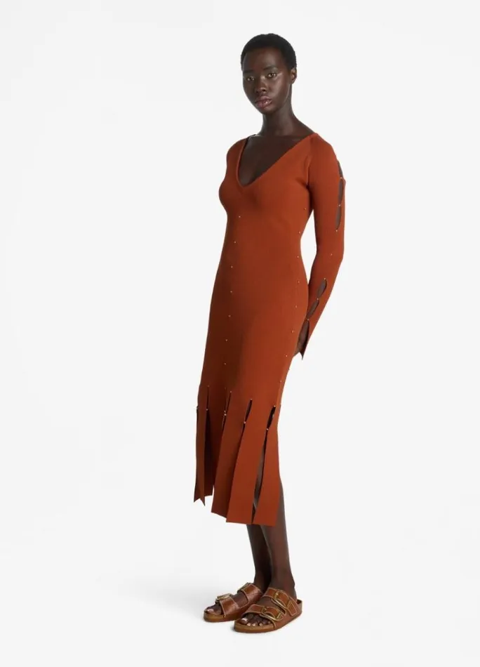 St John Knit Dresses Women Stretch Knit Slit Dress St John Knits Brick St John Knit Dresses Women Stretch Knit Slit Dress St John Knits Brick