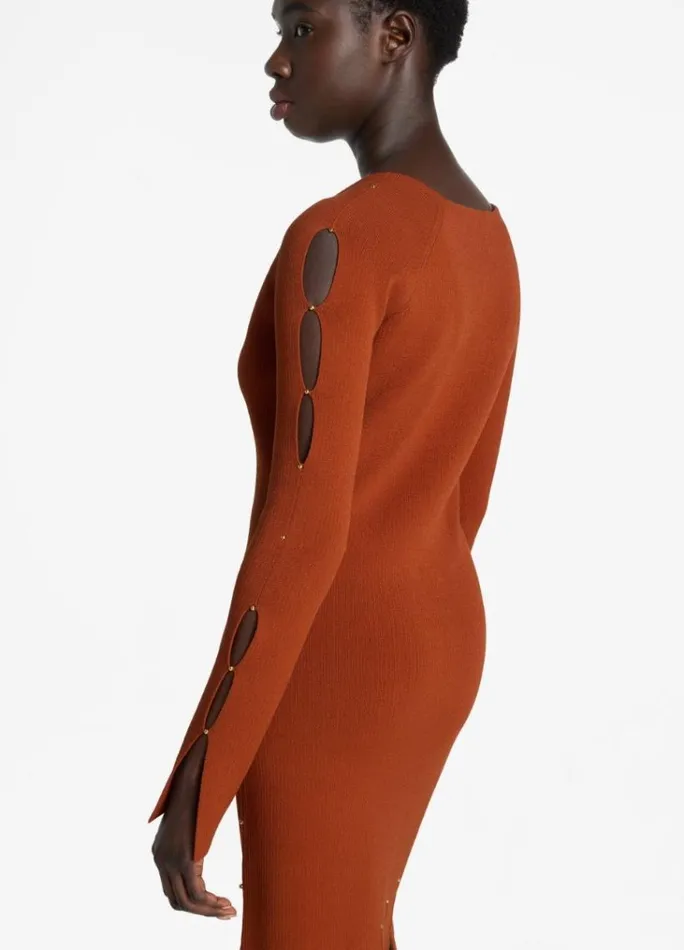 St John Knit Dresses Women Stretch Knit Slit Dress St John Knits Brick St John Knit Dresses Women Stretch Knit Slit Dress St John Knits Brick