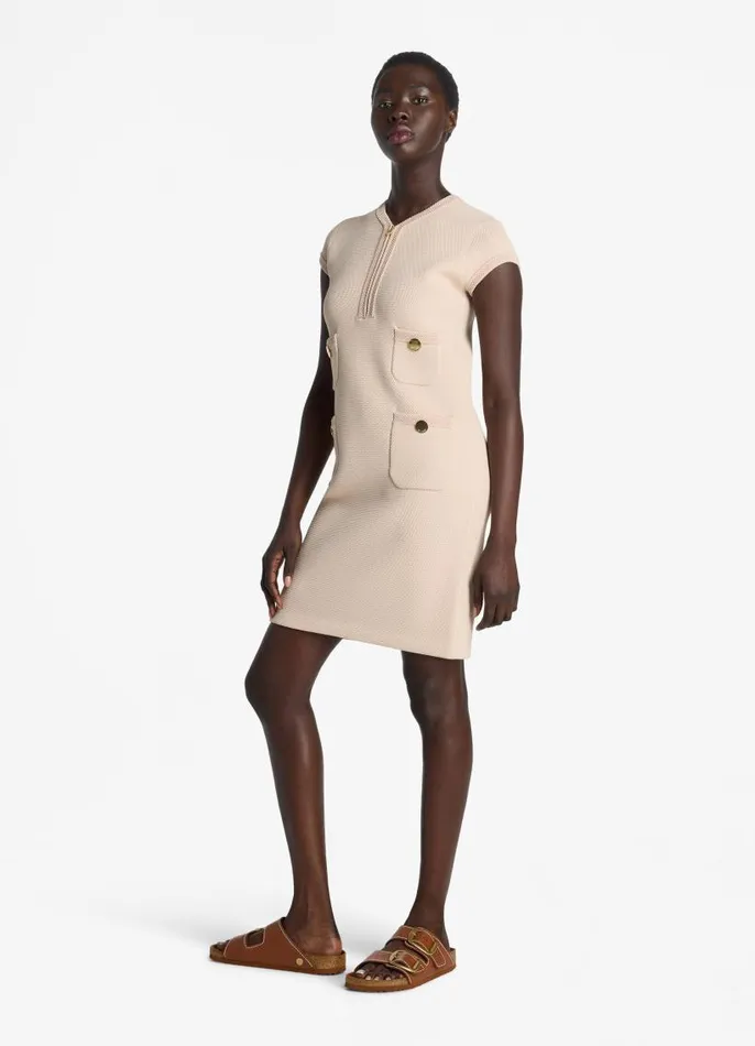 St John Knit Dresses Women Stretch Twill Knit Cap Sleeve Dress Light Peony St John Knit Dresses Women Stretch Twill Knit Cap Sleeve Dress Light Peony