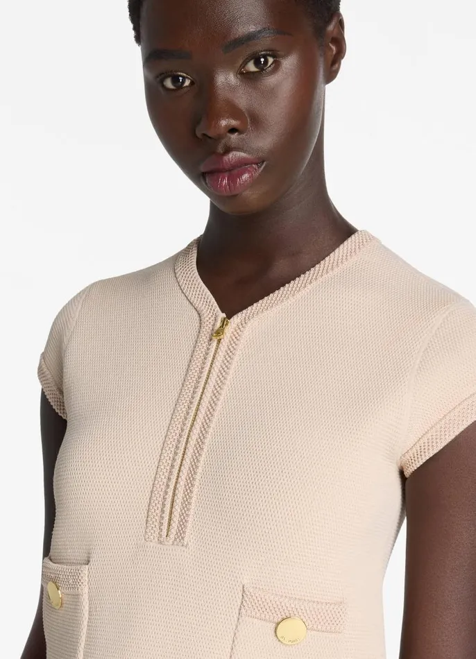 St John Knit Dresses Women Stretch Twill Knit Cap Sleeve Dress Light Peony St John Knit Dresses Women Stretch Twill Knit Cap Sleeve Dress Light Peony