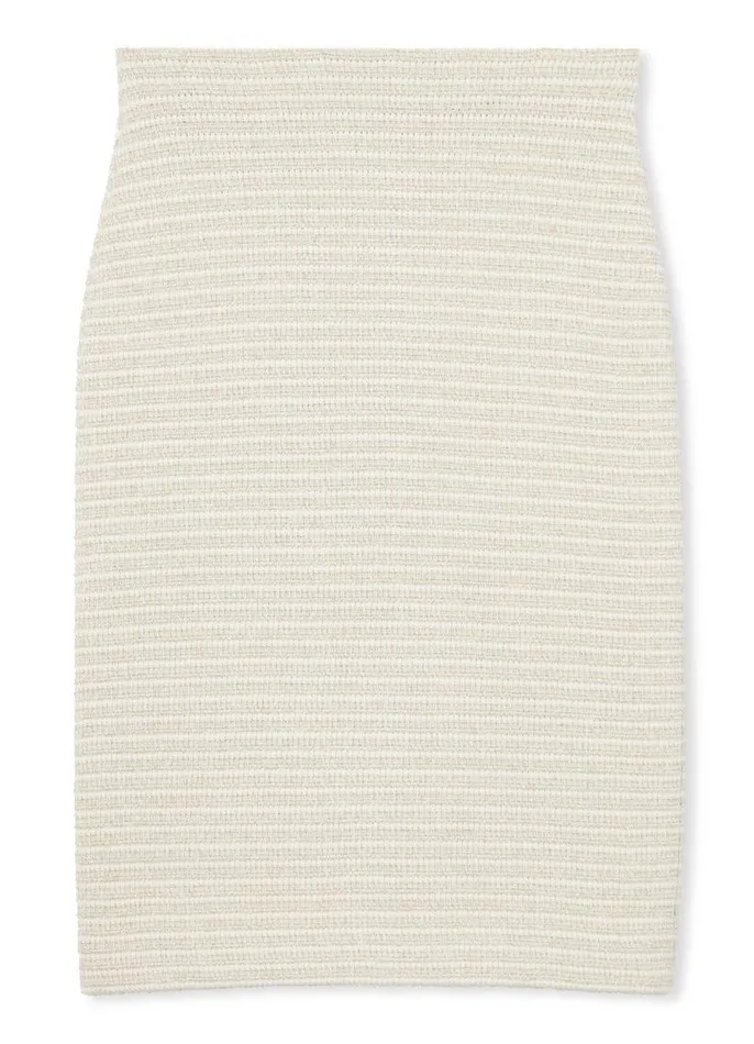 St John Knitwear Women Knit Pencil Skirt Ecru