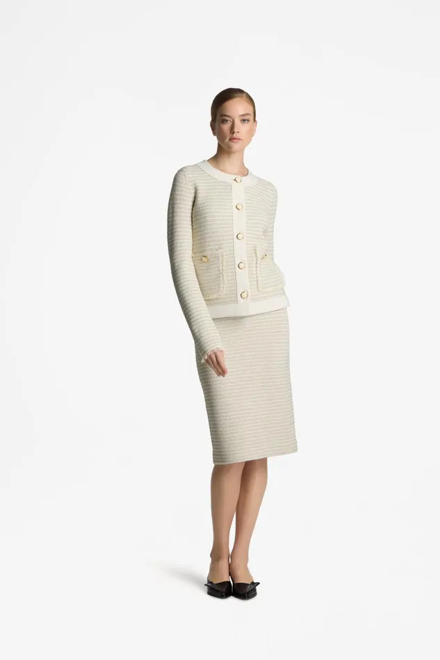 St John Knitwear Women Knit Pencil Skirt Ecru St John Knitwear Women Knit Pencil Skirt Ecru