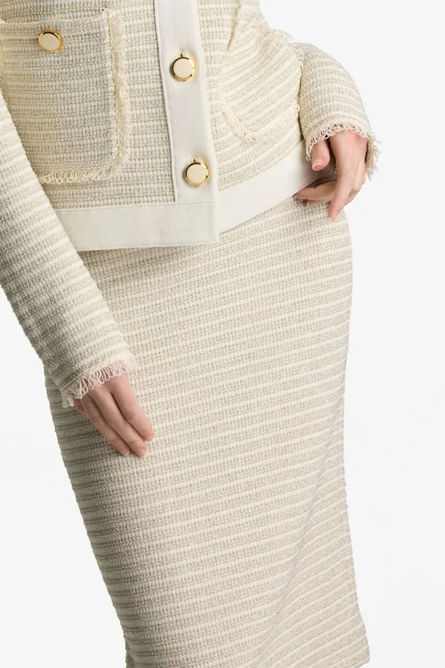 St John Knitwear Women Knit Pencil Skirt Ecru St John Knitwear Women Knit Pencil Skirt Ecru