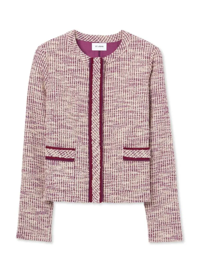 St John Knitwear Women Slub Moulin Knit Jacket Amethystecru Multi