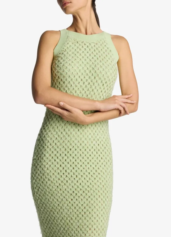 St John Knitwear Women Sparkle Crochet Knit Dress Pale Lime St John Knitwear Women Sparkle Crochet Knit Dress Pale Lime
