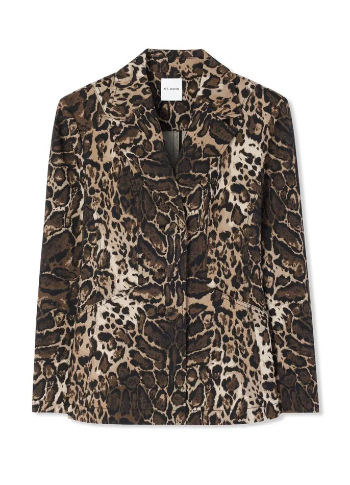 St John Light Jackets Women Leopard Jacquard Jacket Caramel Multi