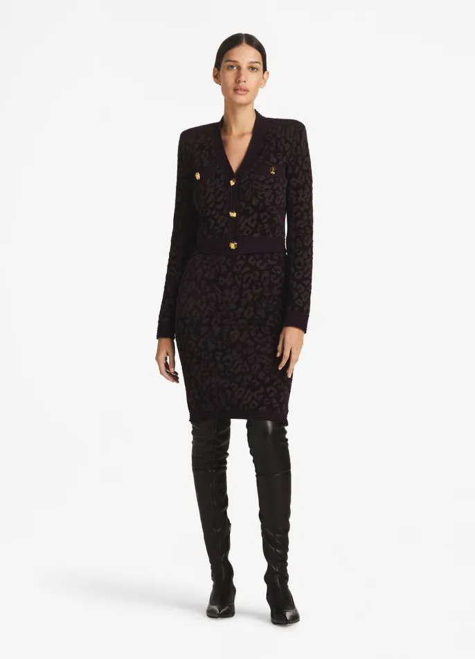St John Light Jackets Women Leopard Knit Jacket Aubergine St John Light Jackets Women Leopard Knit Jacket Aubergine