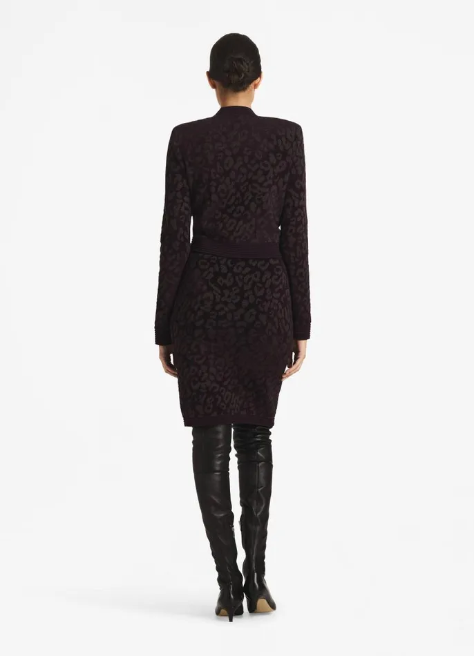 St John Light Jackets Women Leopard Knit Jacket Aubergine St John Light Jackets Women Leopard Knit Jacket Aubergine