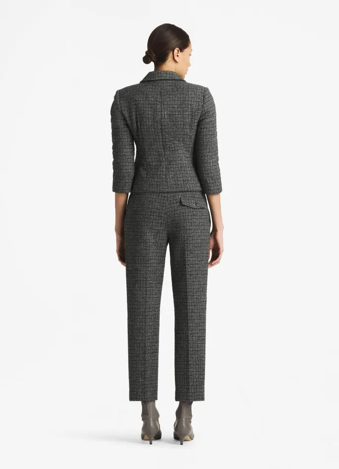 St John Light Jackets Women Micro Pattern Tweed 34 Sleeve Jacket Light Gray Multi St John Light Jackets Women Micro Pattern Tweed 34 Sleeve Jacket Light Gray Multi