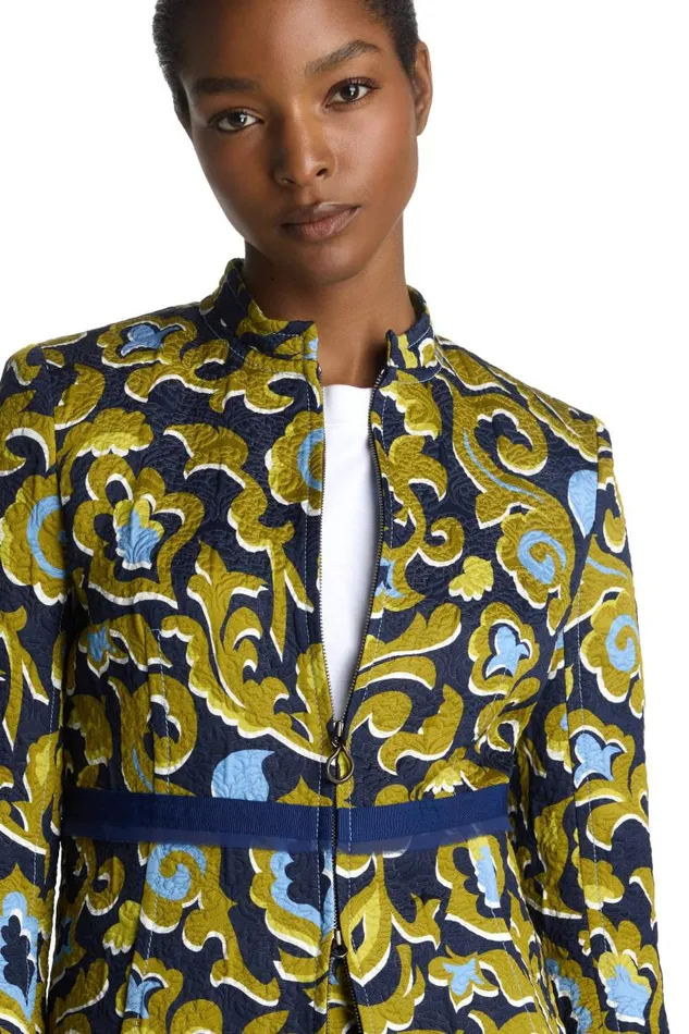 St John Light Jackets Women Silk Jacquard Paisley Jacket Saddle Multi St John Light Jackets Women Silk Jacquard Paisley Jacket Saddle Multi