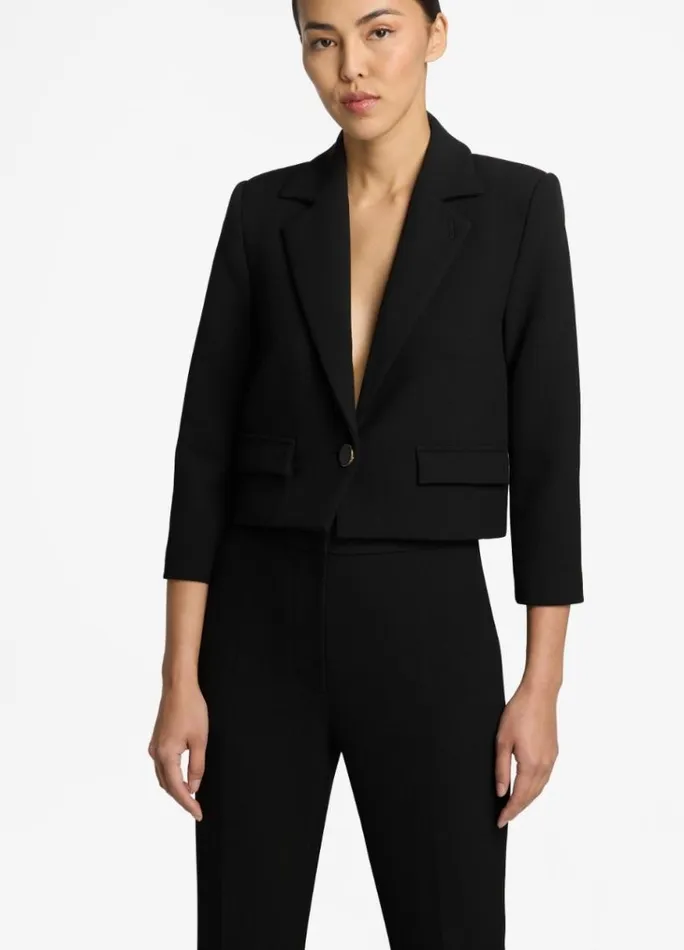 St John Light Jackets Women Stretch Crepe Single Button Jacket Black St John Light Jackets Women Stretch Crepe Single Button Jacket Black
