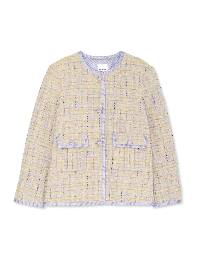 St John Matching Sets Women Lurex Tweed Pocket Jacket Amethystdusty Lavender Multi St John Matching Sets Women Lurex Tweed Pocket Jacket Amethystdusty Lavender Multi