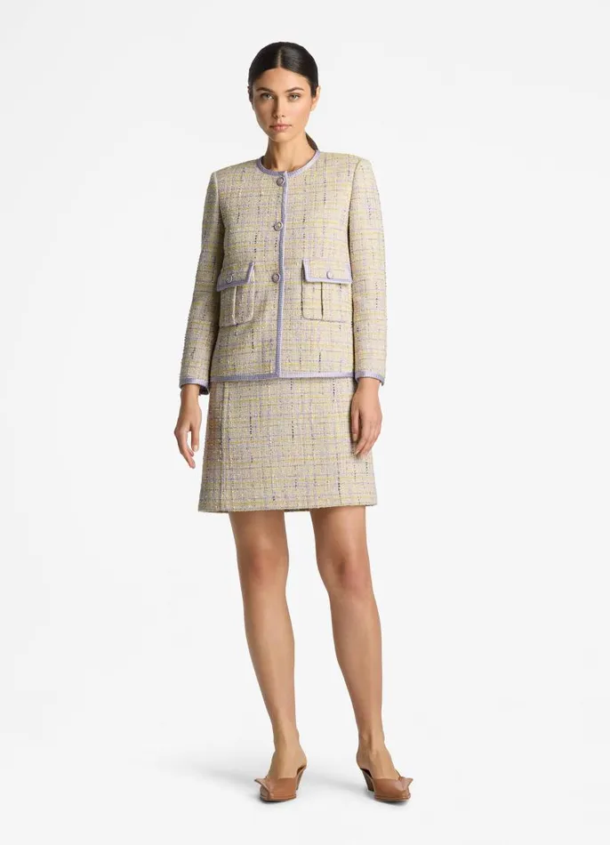 St John Matching Sets Women Lurex Tweed Pocket Jacket Amethystdusty Lavender Multi St John Matching Sets Women Lurex Tweed Pocket Jacket Amethystdusty Lavender Multi