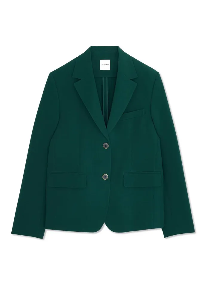 St John Matching Sets Women Stretch Cady Jacket Spruce