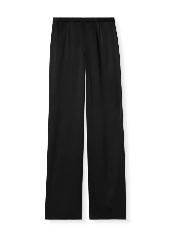 St John Pants Women Elastic Waistband Liquid Satin Pants Bright White