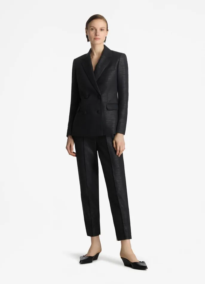 St John Pants Women Metallic Twill Pant Black St John Pants Women Metallic Twill Pant Black