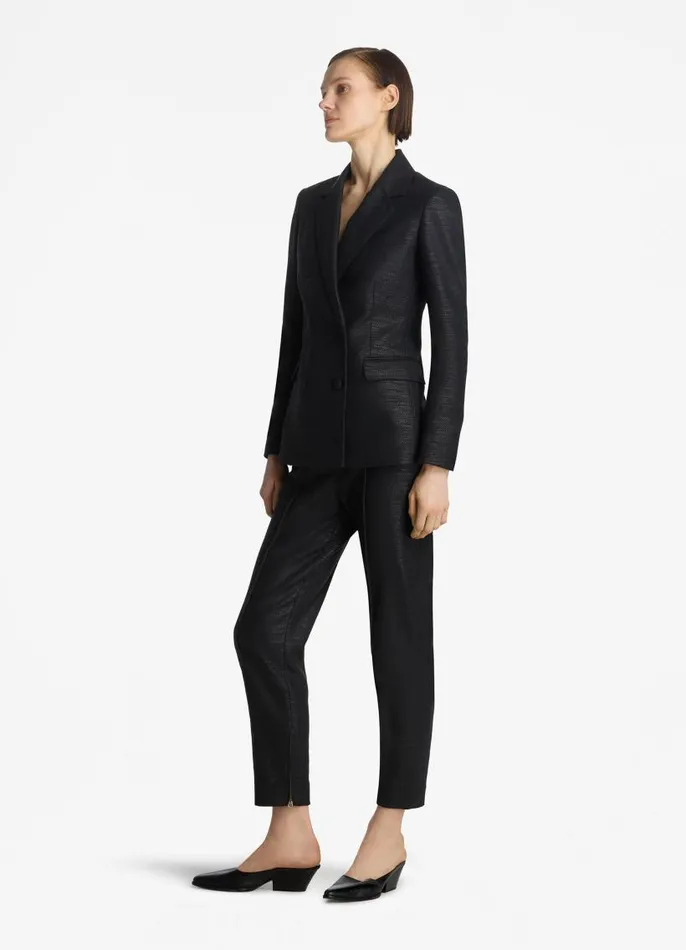 St John Pants Women Metallic Twill Pant Black St John Pants Women Metallic Twill Pant Black