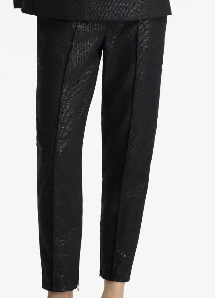 St John Pants Women Metallic Twill Pant Black St John Pants Women Metallic Twill Pant Black