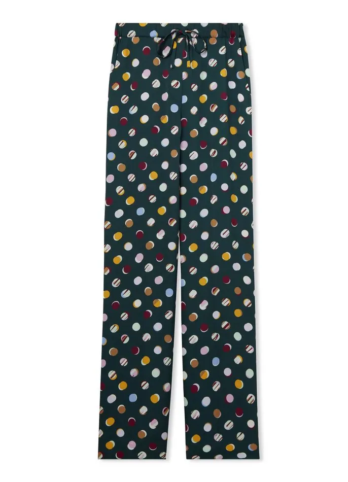 St John Pants Women Patchwork Polka Dot Pant Spruce Multi