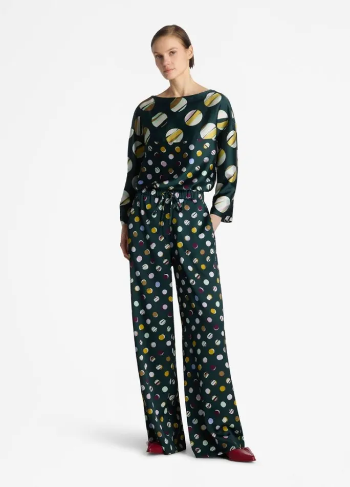 St John Pants Women Patchwork Polka Dot Pant Spruce Multi St John Pants Women Patchwork Polka Dot Pant Spruce Multi