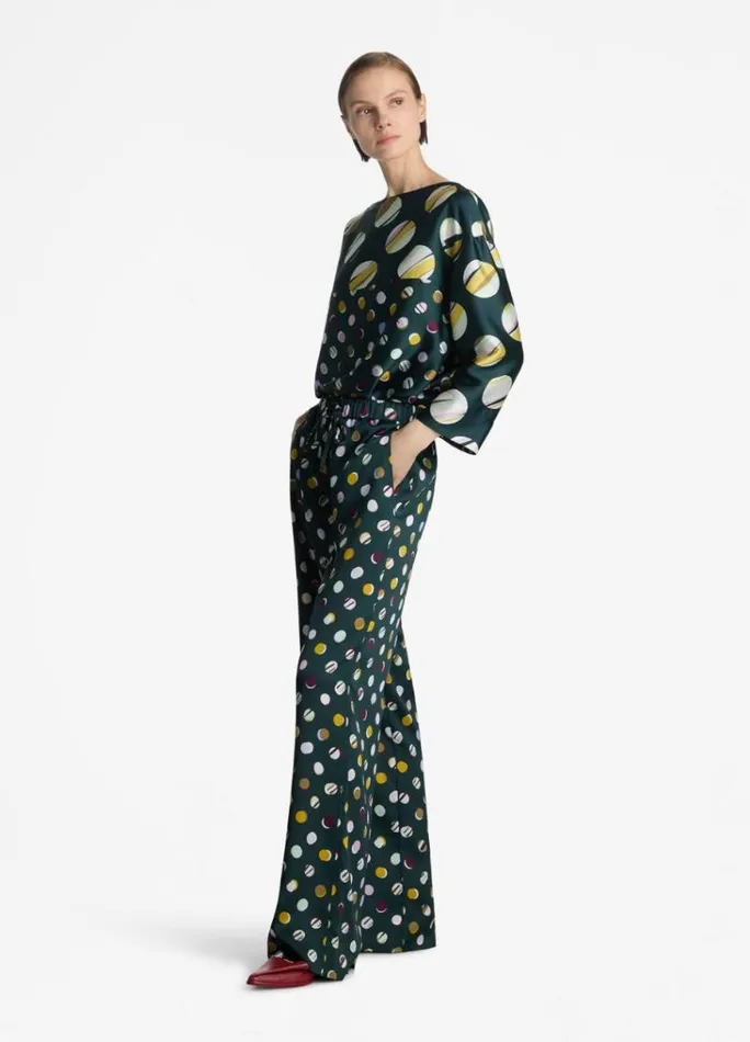 St John Pants Women Patchwork Polka Dot Pant Spruce Multi St John Pants Women Patchwork Polka Dot Pant Spruce Multi