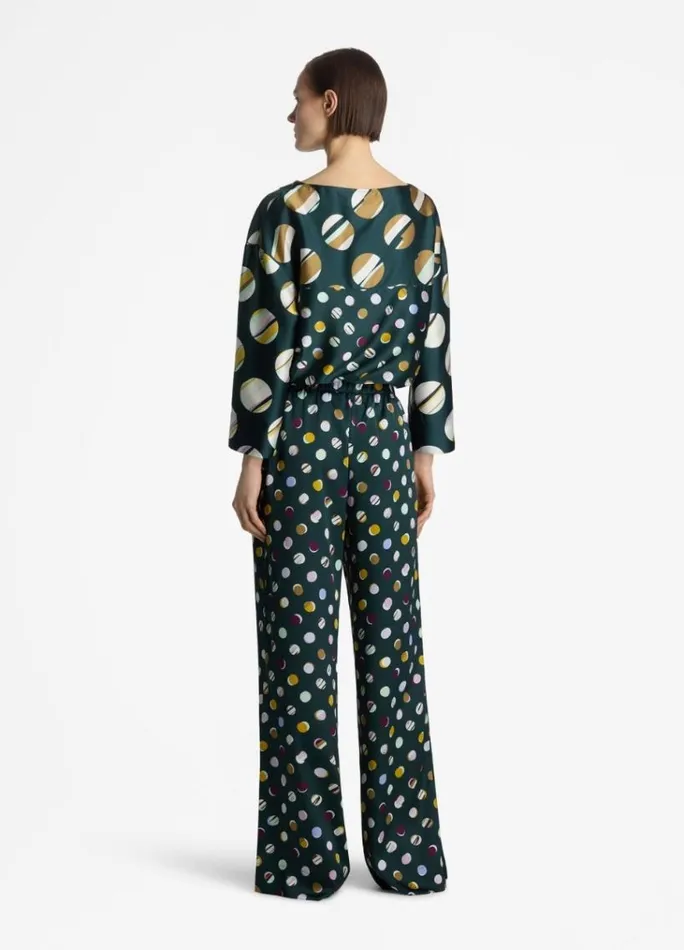 St John Pants Women Patchwork Polka Dot Pant Spruce Multi St John Pants Women Patchwork Polka Dot Pant Spruce Multi