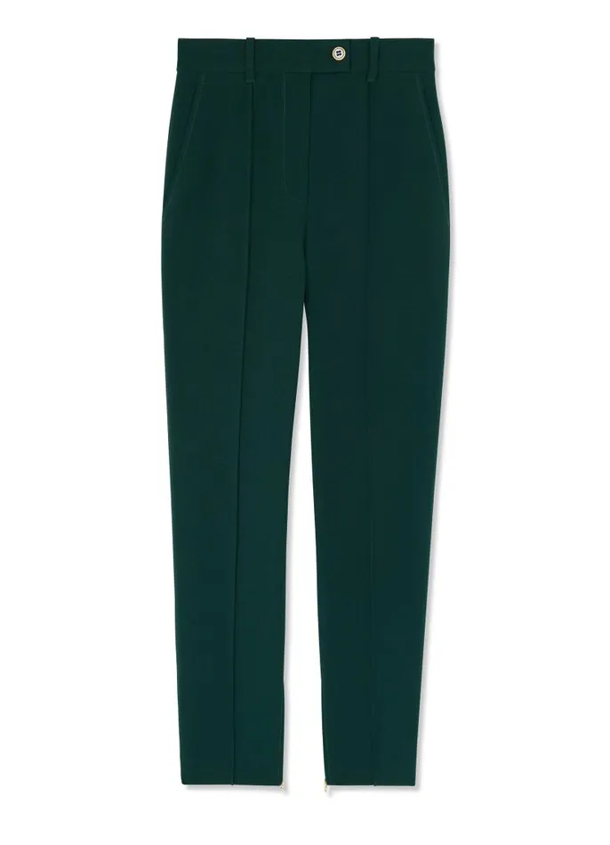St John Pants Women Stretch Cady High Waist Pant Spruce