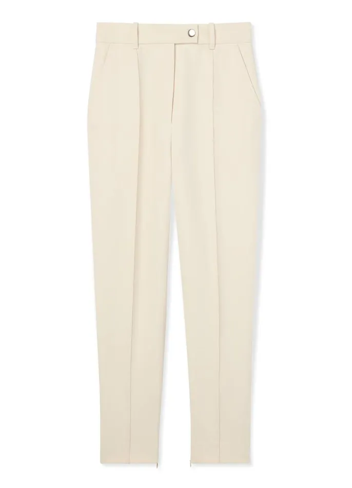 St John Pants Women Stretch Crepe Suiting Pant Ecru