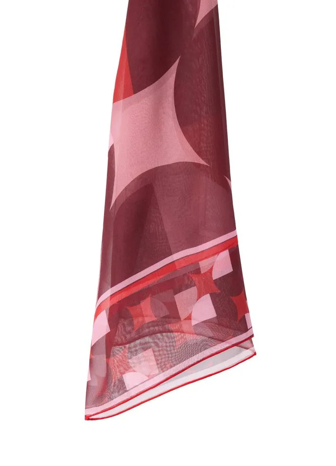 St John Scarves Women SJ Logo Bold Geo Silk Twill Scarf Rouge Multi St John Scarves Women SJ Logo Bold Geo Silk Twill Scarf Rouge Multi