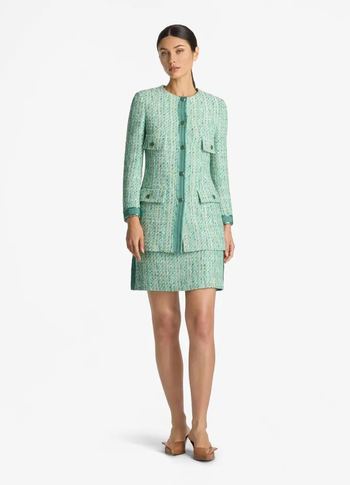 St John Skirts Women Lurex Tweed Short Skirt Jade Multi St John Skirts Women Lurex Tweed Short Skirt Jade Multi