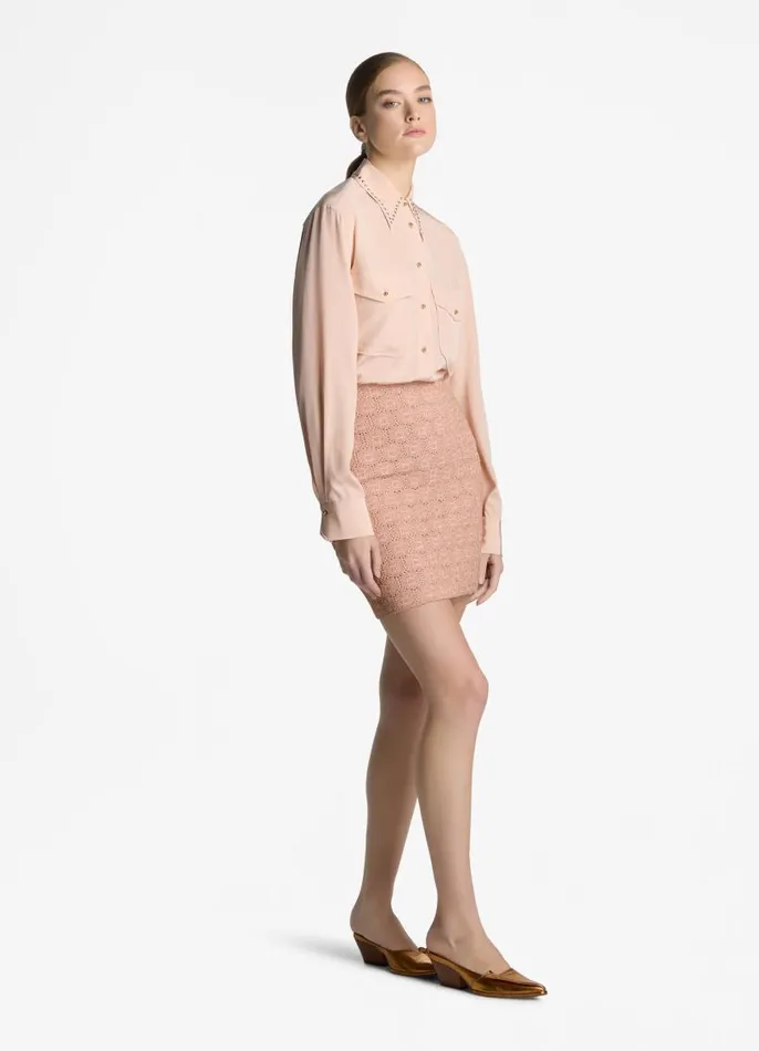 St John Skirts Women Pointelle Knit Skirt Light Blossomcopper Lurex Multi St John Skirts Women Pointelle Knit Skirt Light Blossomcopper Lurex Multi