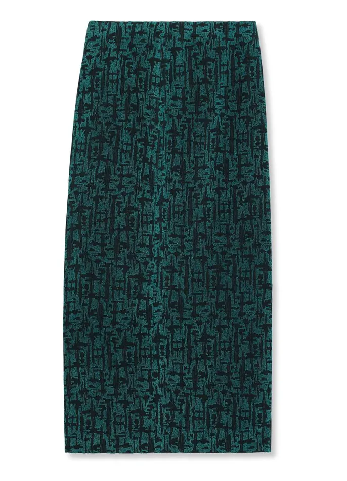 St John Skirts Women Stretch Geo Jacquard Skirt Spruceblack Multi
