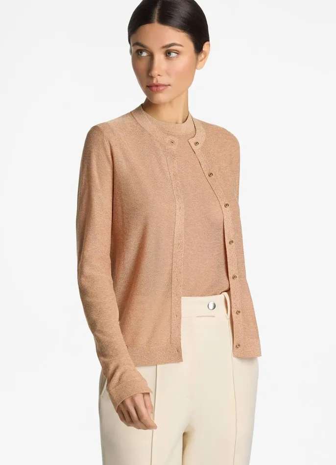 St John Sweaters Women Lurex Jersey Knit Cardigan Light Blossom St John Sweaters Women Lurex Jersey Knit Cardigan Light Blossom
