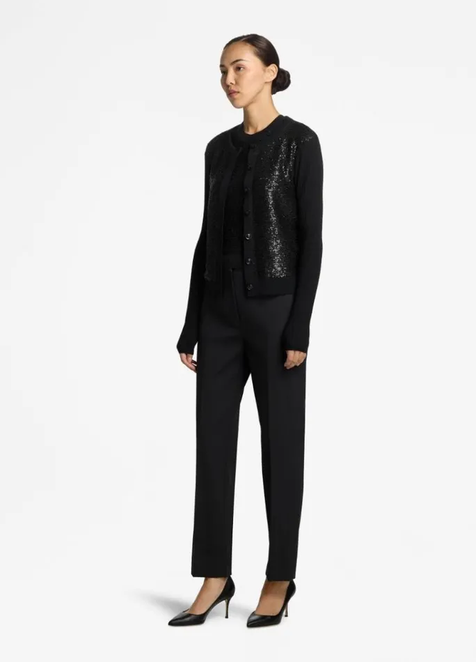 St John Sweaters Women Sequin Knit Cardigan Black St John Sweaters Women Sequin Knit Cardigan Black