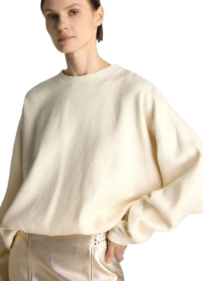 St John Sweaters Women Tonal Tweed Sweatshirt Ecru St John Sweaters Women Tonal Tweed Sweatshirt Ecru