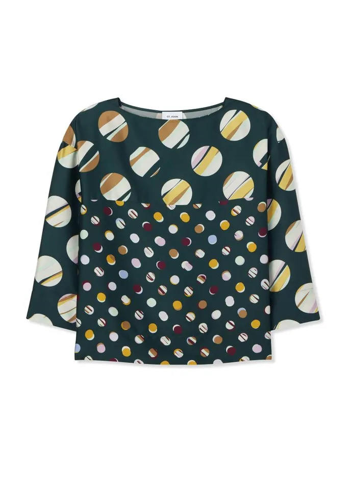 St John Tops and Shells Women Collage Dot Blouse Spruce Multi