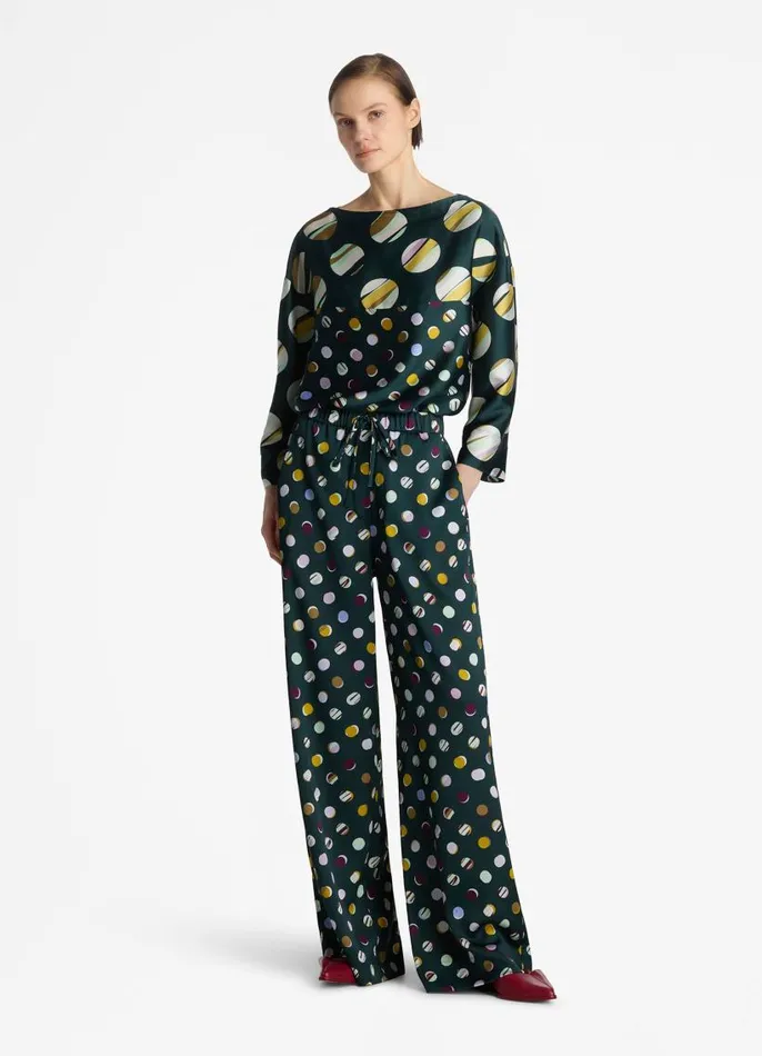 St John Tops and Shells Women Collage Dot Blouse Spruce Multi St John Tops and Shells Women Collage Dot Blouse Spruce Multi