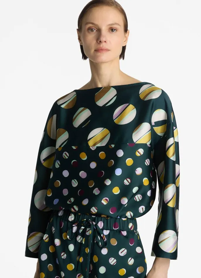 St John Tops and Shells Women Collage Dot Blouse Spruce Multi St John Tops and Shells Women Collage Dot Blouse Spruce Multi