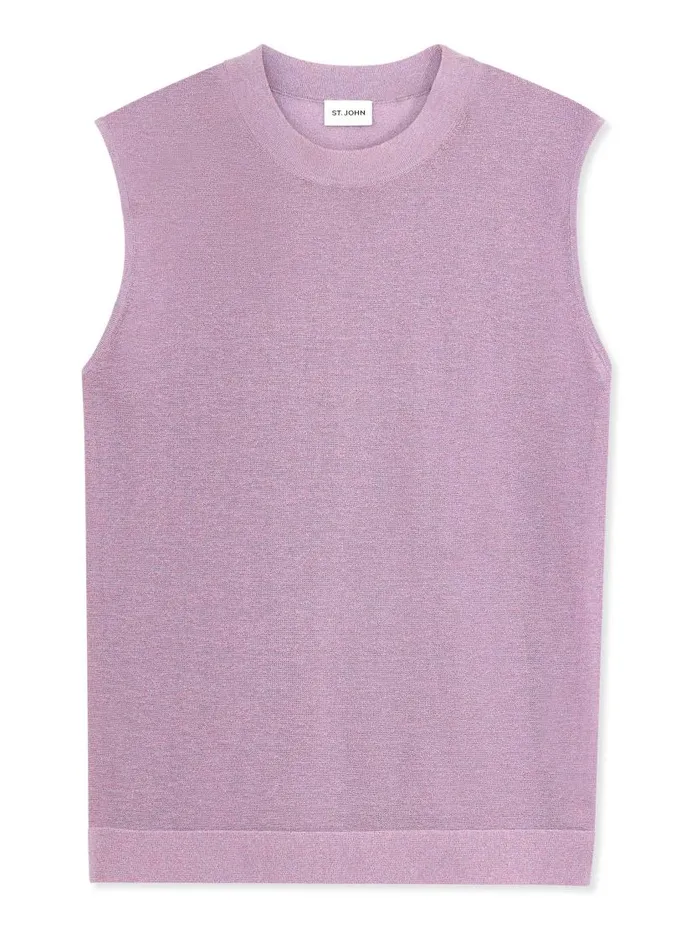 St John Tops and Shells Women Lurex Jersey Knit Shell Amethyst