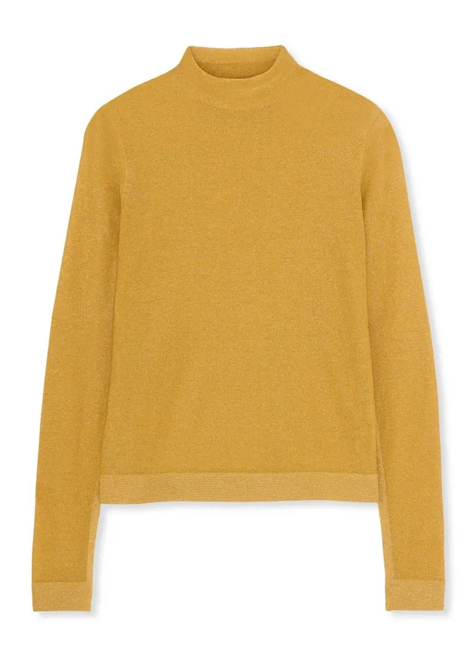 St John Tops and Shells Women Lurex Jersey Knit Turtleneck Sunflower