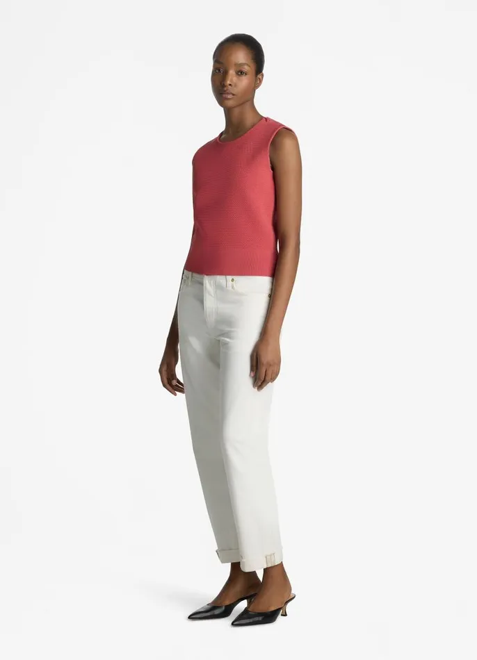 St John Tops and Shells Women Pique Knit Shell Rose St John Tops and Shells Women Pique Knit Shell Rose