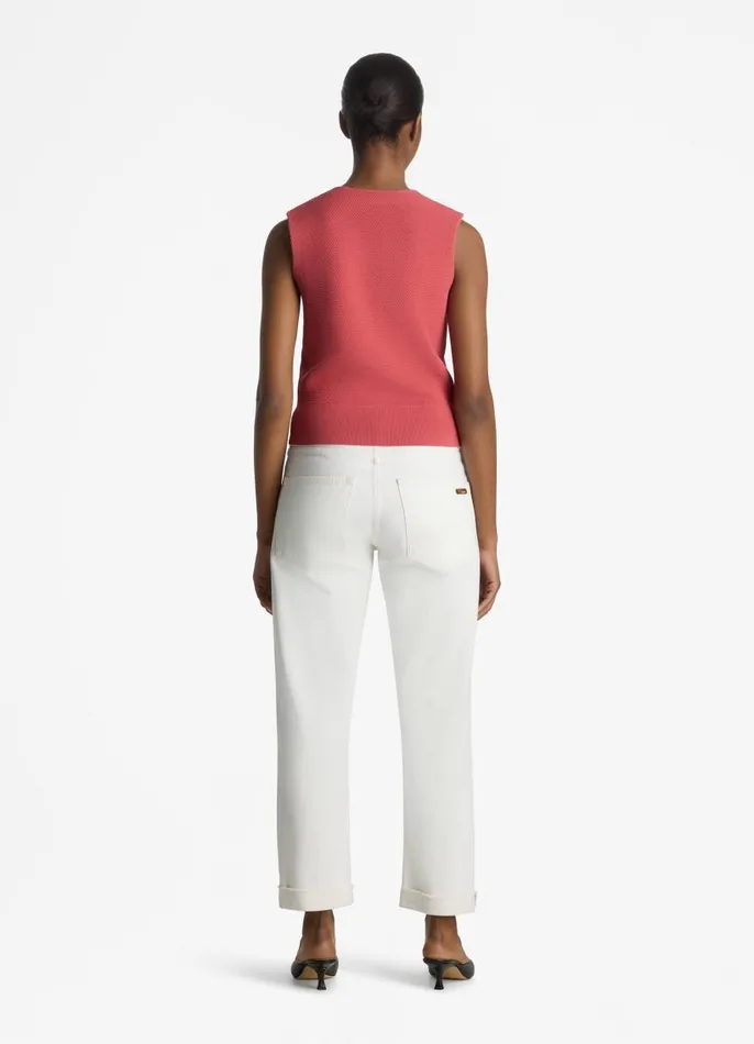 St John Tops and Shells Women Pique Knit Shell Rose St John Tops and Shells Women Pique Knit Shell Rose