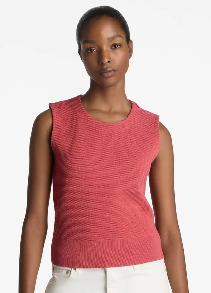 St John Tops and Shells Women Pique Knit Shell Rose St John Tops and Shells Women Pique Knit Shell Rose