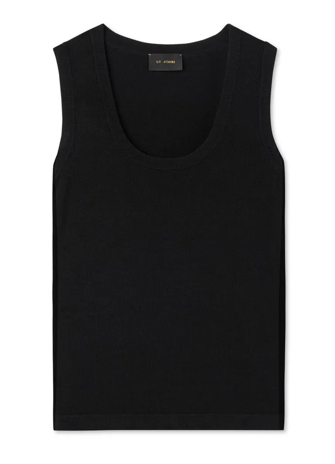 St John Tops and Shells Women Santiago Knit Scoop Neck Shell Black